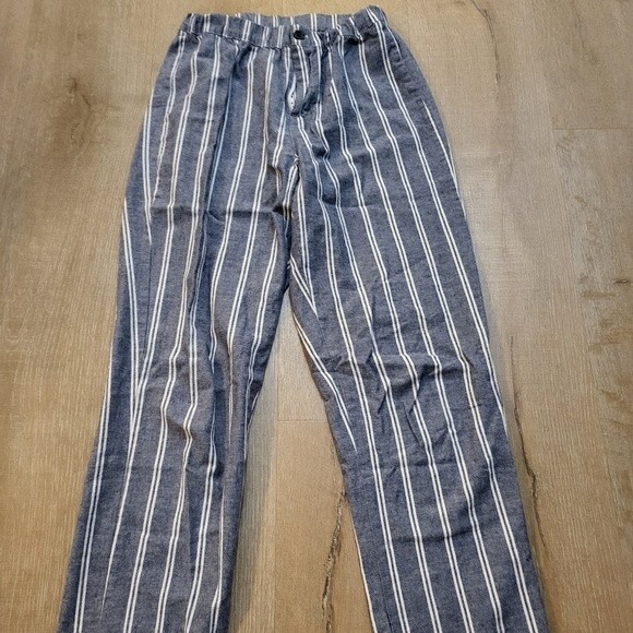 John Galt/Brandy Medville High Waisted Pants Blue & White Pin Stripe - Picture 1 of 7
